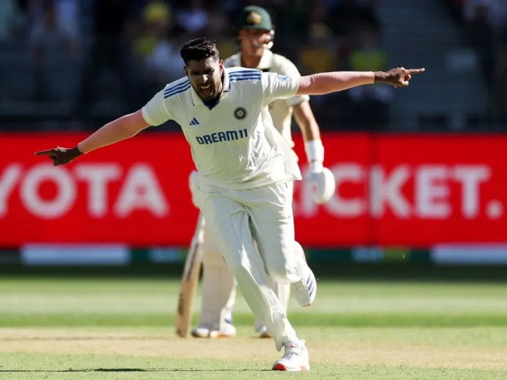 Harshit Rana celebrates after scoring